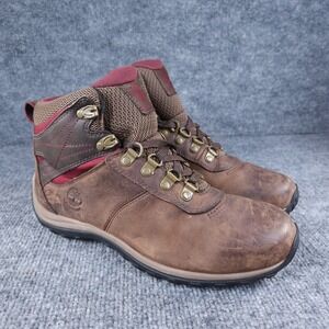 Timberland Waterproof Hiking Boots Brown Burgundy Leather Womens Size 8